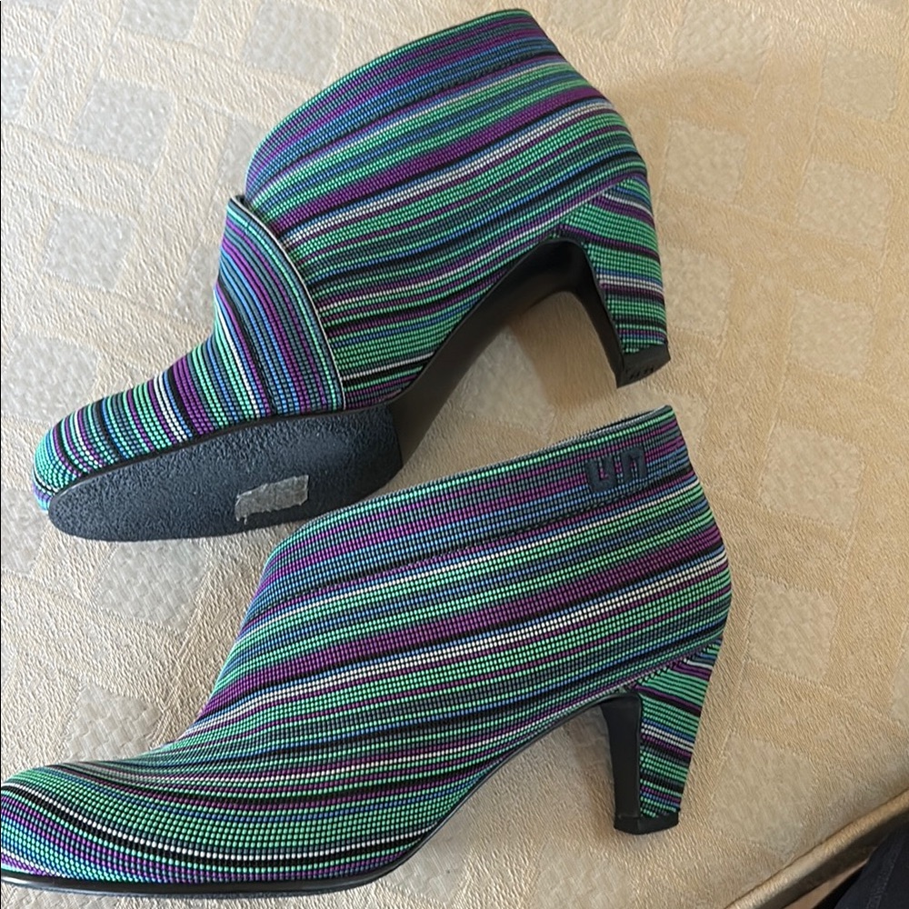 United Nude Blue and Green Ankle Booties with Striking Stripes - Picture 2 of 11